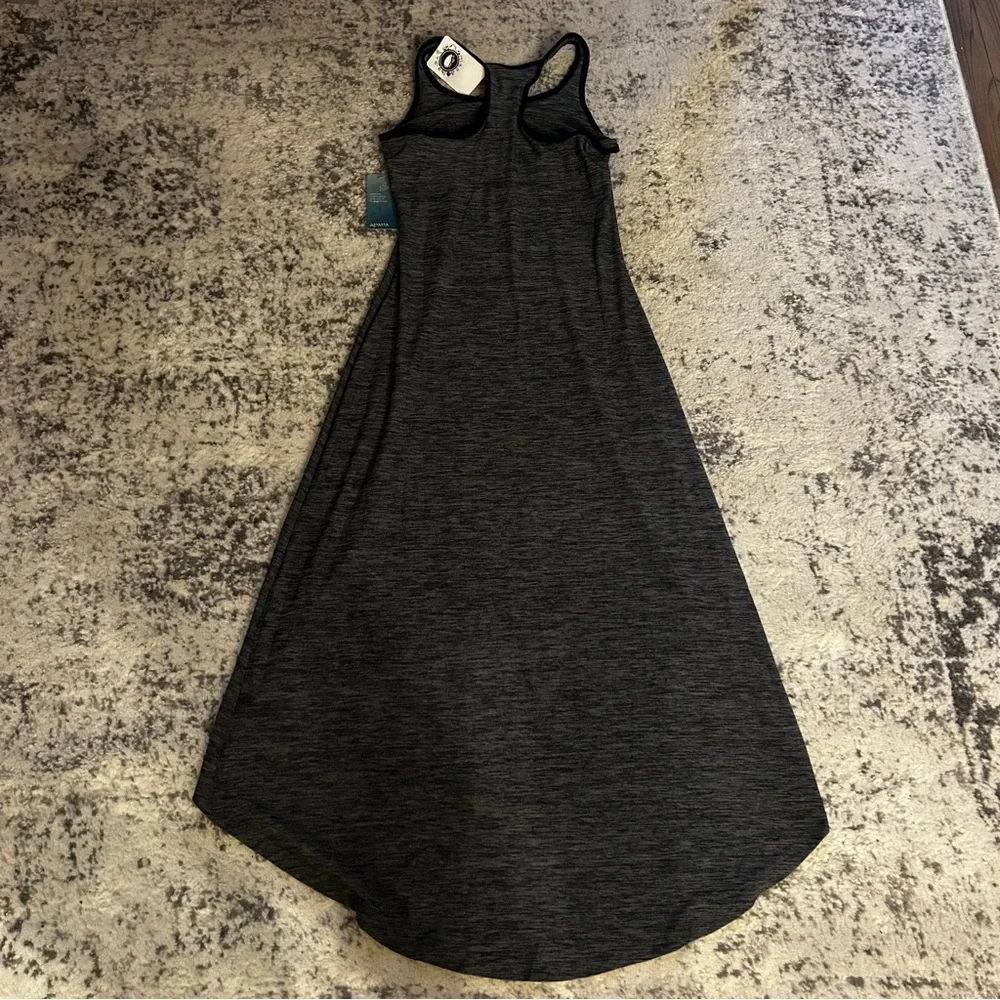 NWT Apana Charcoal Gray Heather Asymmetrical Yoga Dress W/builtin Bra Sz Small - Picture 4 of 9